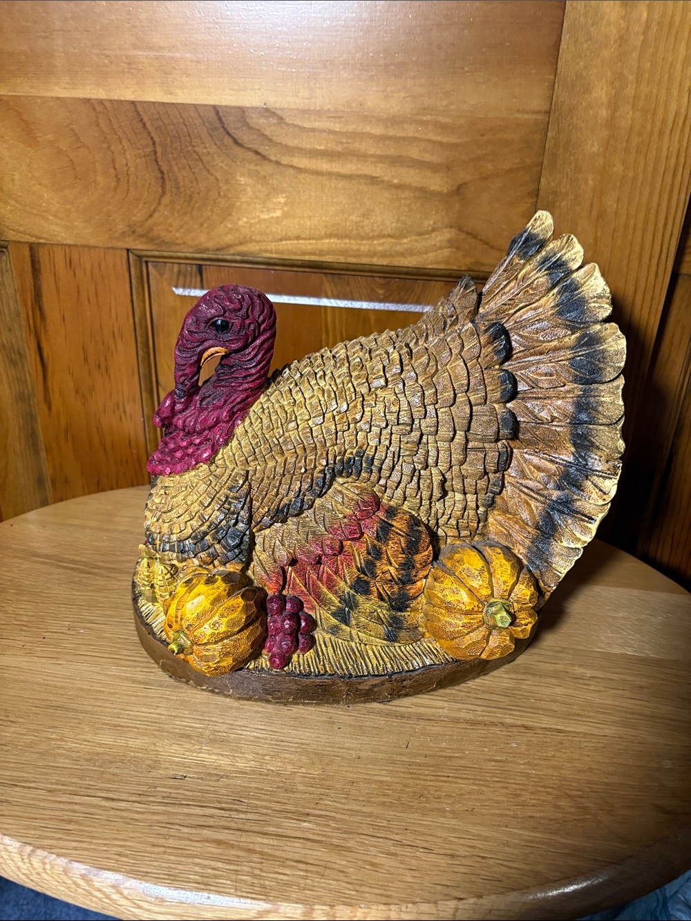 Unbranded Fall Turkey Sculpture in Brown and Maroon